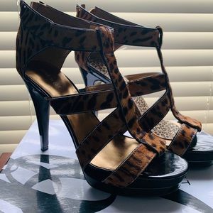 Leopard Mohair Platform Heels